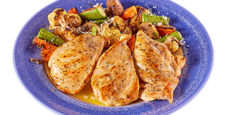 Chicken loins with roasted vegetables